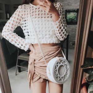 Wrap Front Tie Fringe Skort